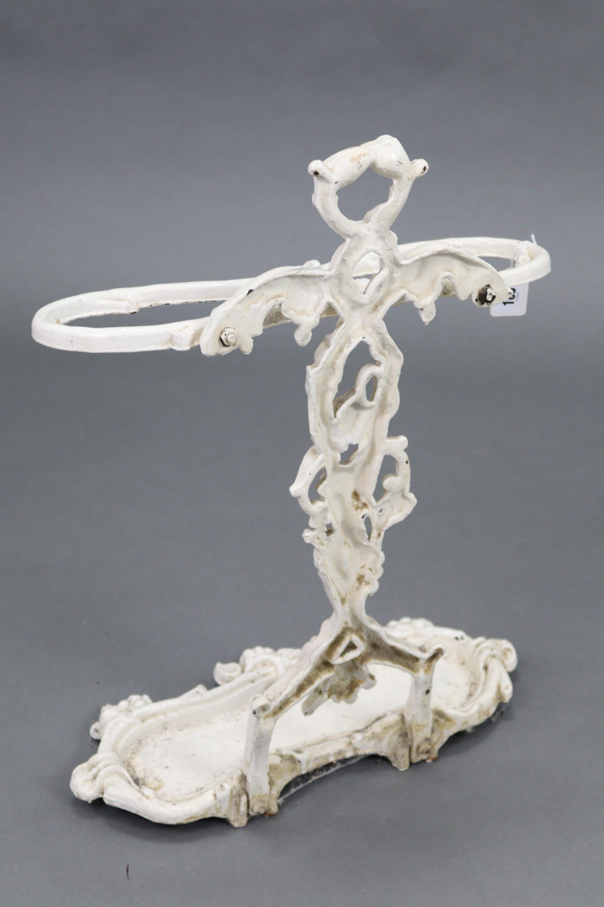 A Victorian-style white painted cast-iron two-division umbrella stand, 24” high; together with - Image 5 of 5