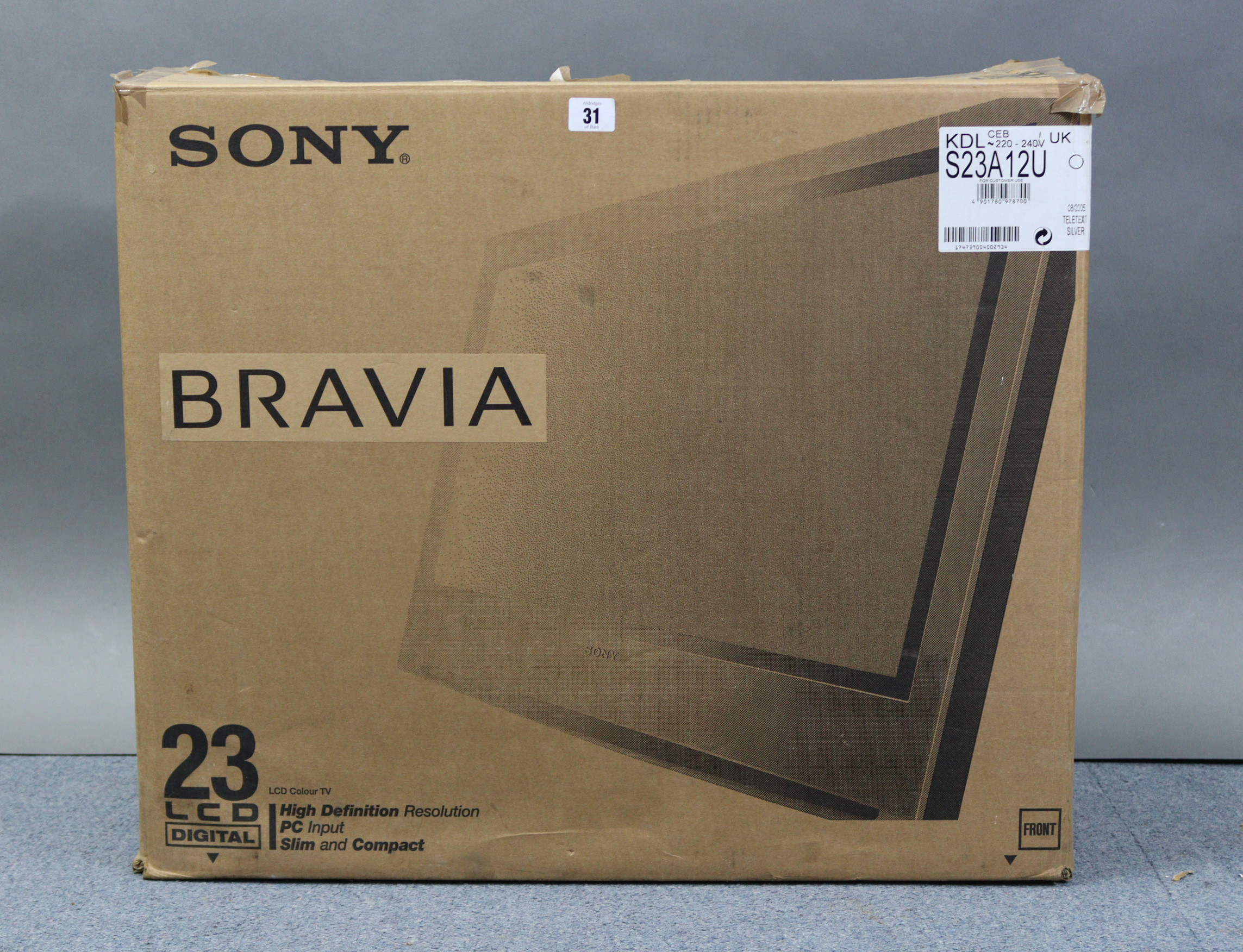 A Sony “Bravia” 23” LCD television with remote control, boxed, w.o. - Image 3 of 3