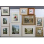 Eleven various decorative paintings & prints, all framed.