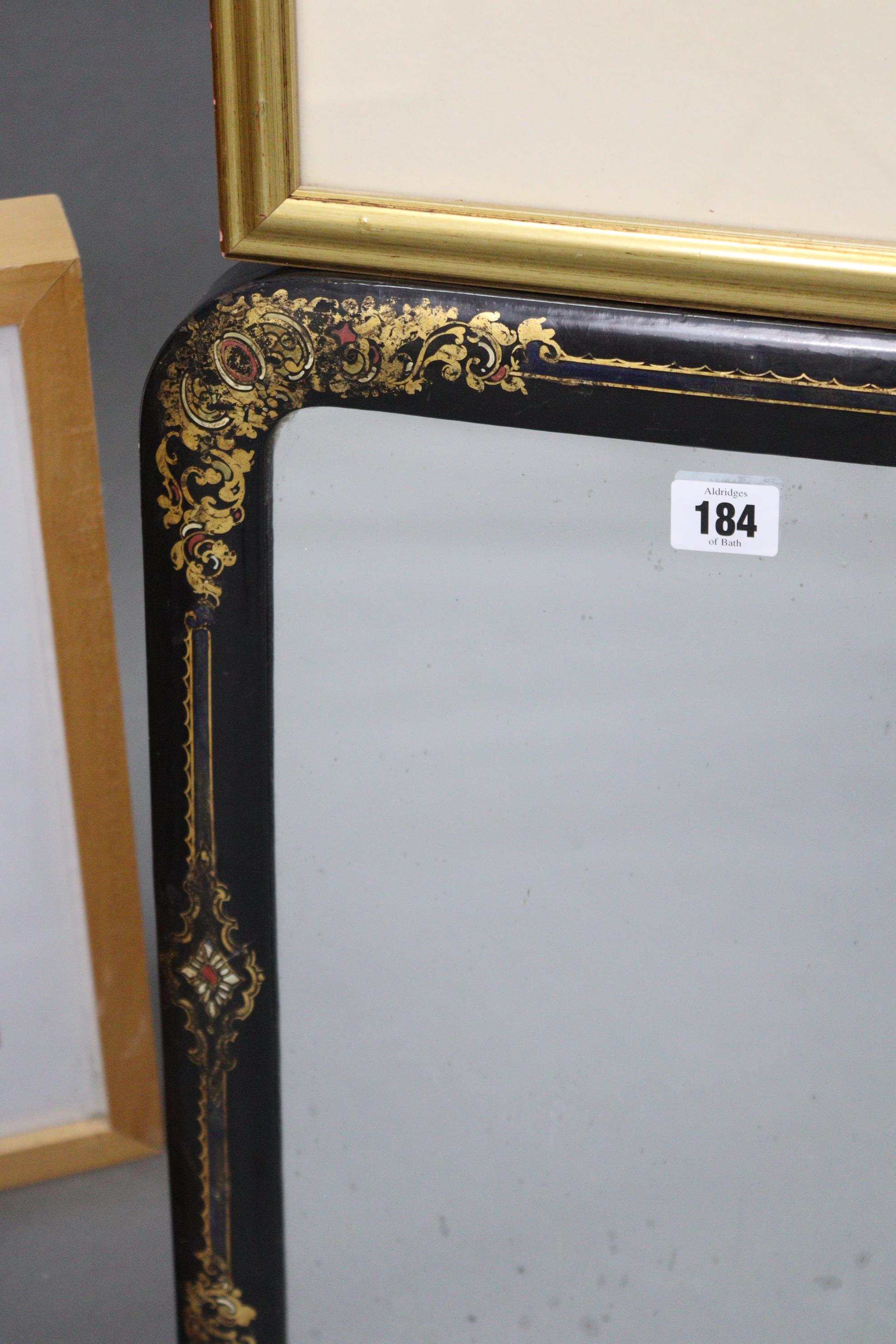 A black lacquer frame rectangular wall mirror, 19” x 15”; together with two oval frame wall mirrors; - Image 2 of 14