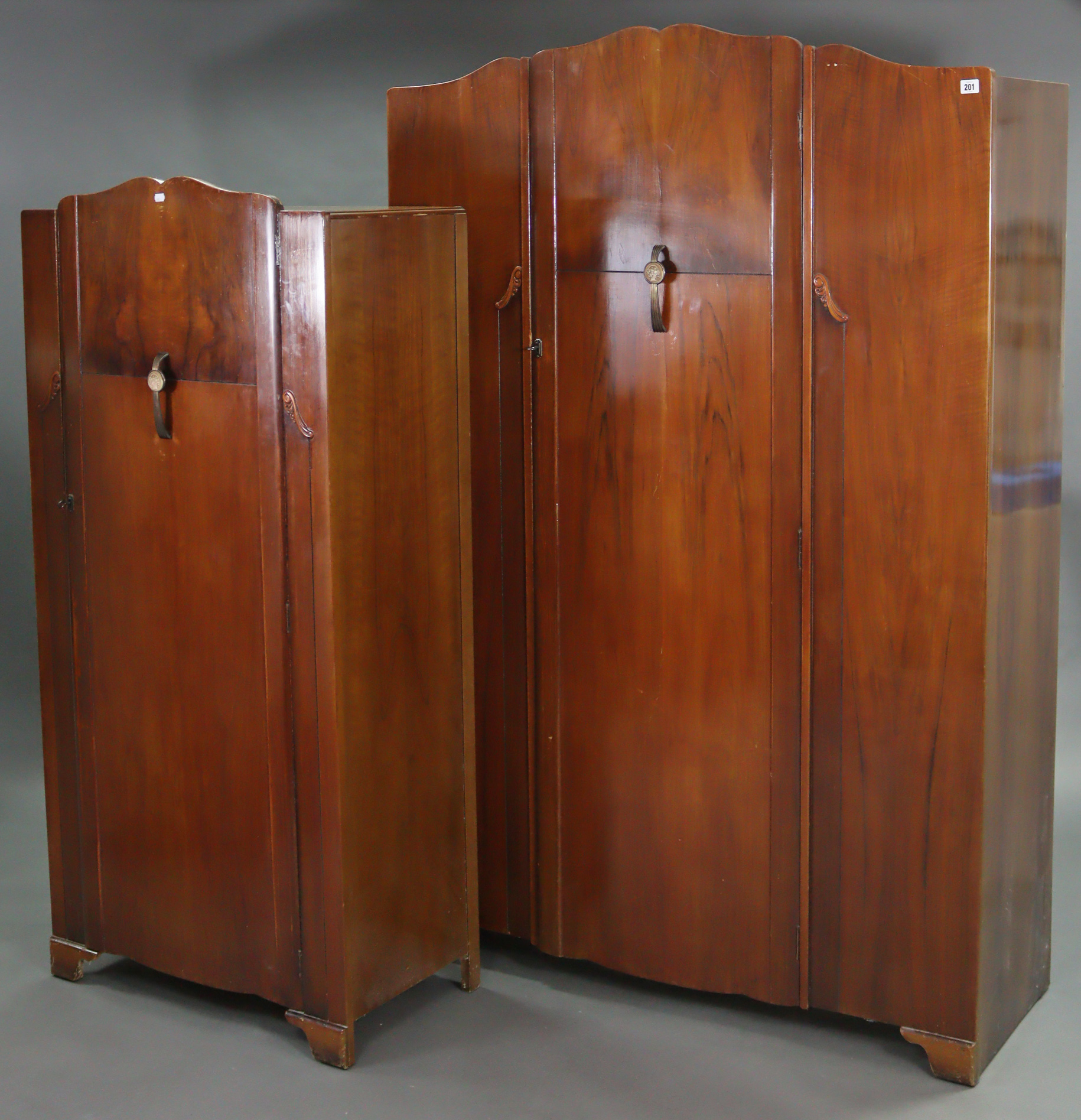 A 1960’s Lebus walnut-finish four-piece bedroom suite comprising a single-door wardrobe, 48” wide - Image 2 of 11