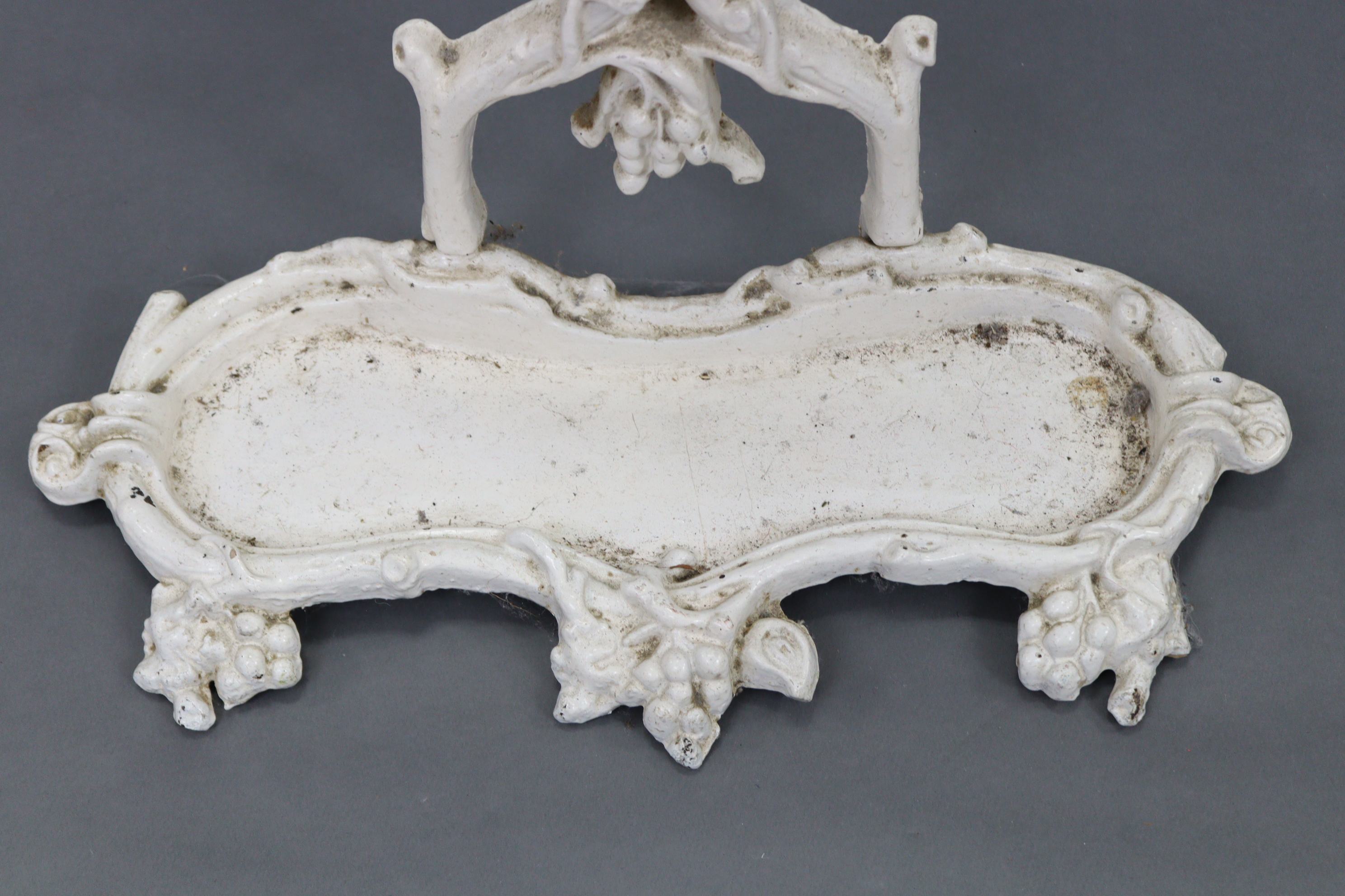 A Victorian-style white painted cast-iron two-division umbrella stand, 24” high; together with - Image 4 of 5