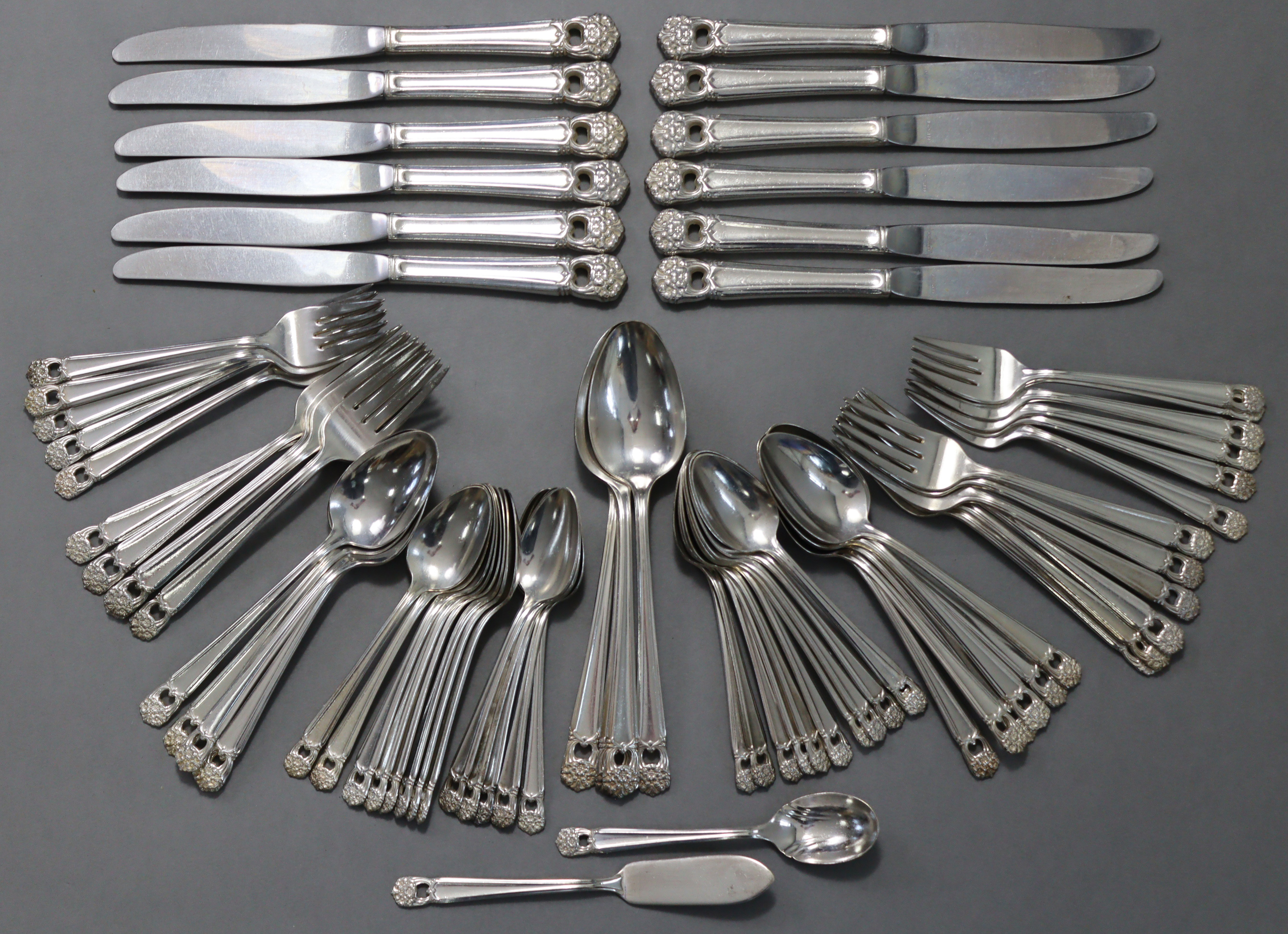 A part service of Rogers Bros. “Eternally Yours” silver plated cutlery, comprising of seventy-five