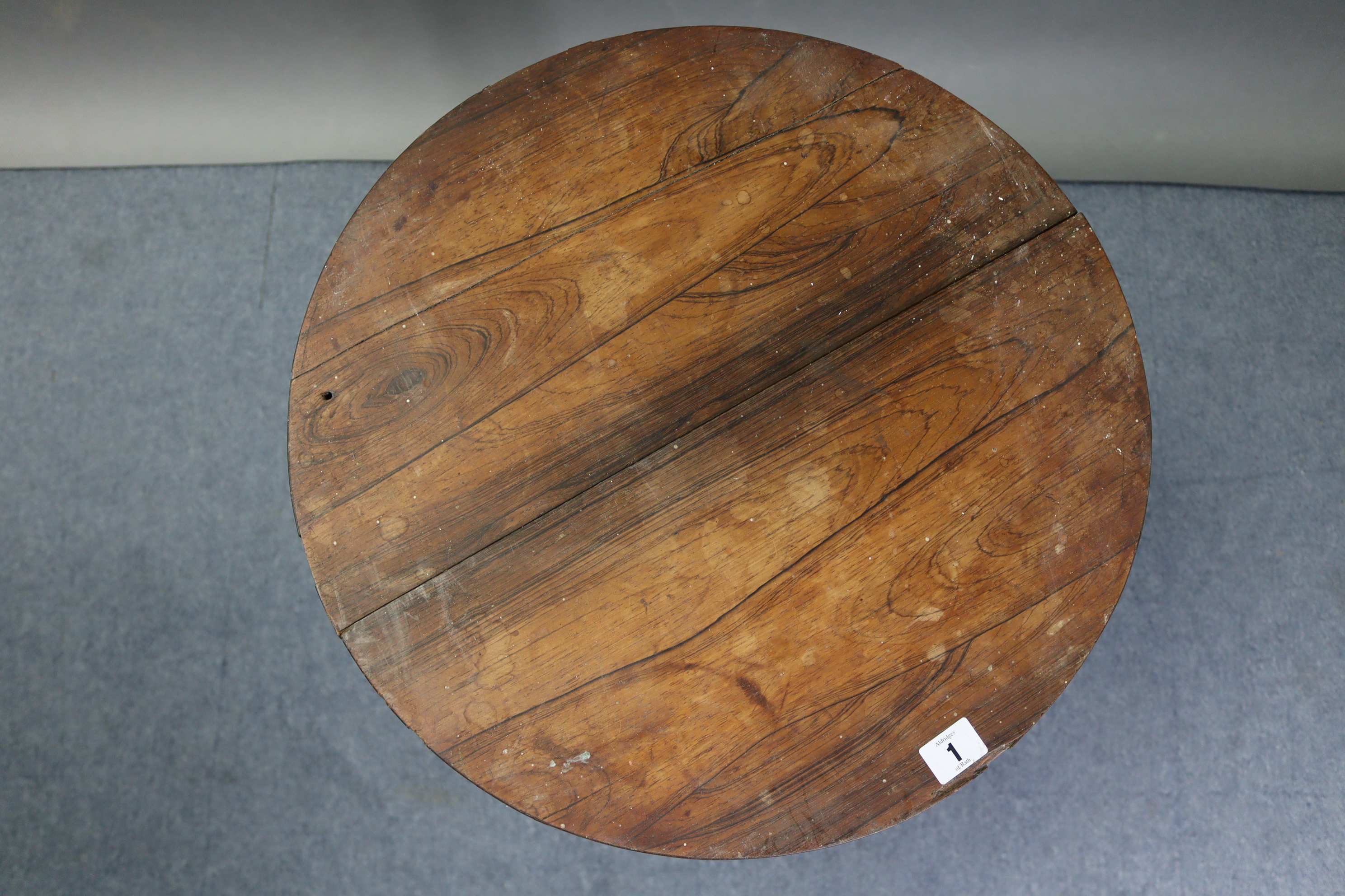 A 19th century rosewood occasional table with circular top & on octagonal centre column & triform - Image 3 of 7