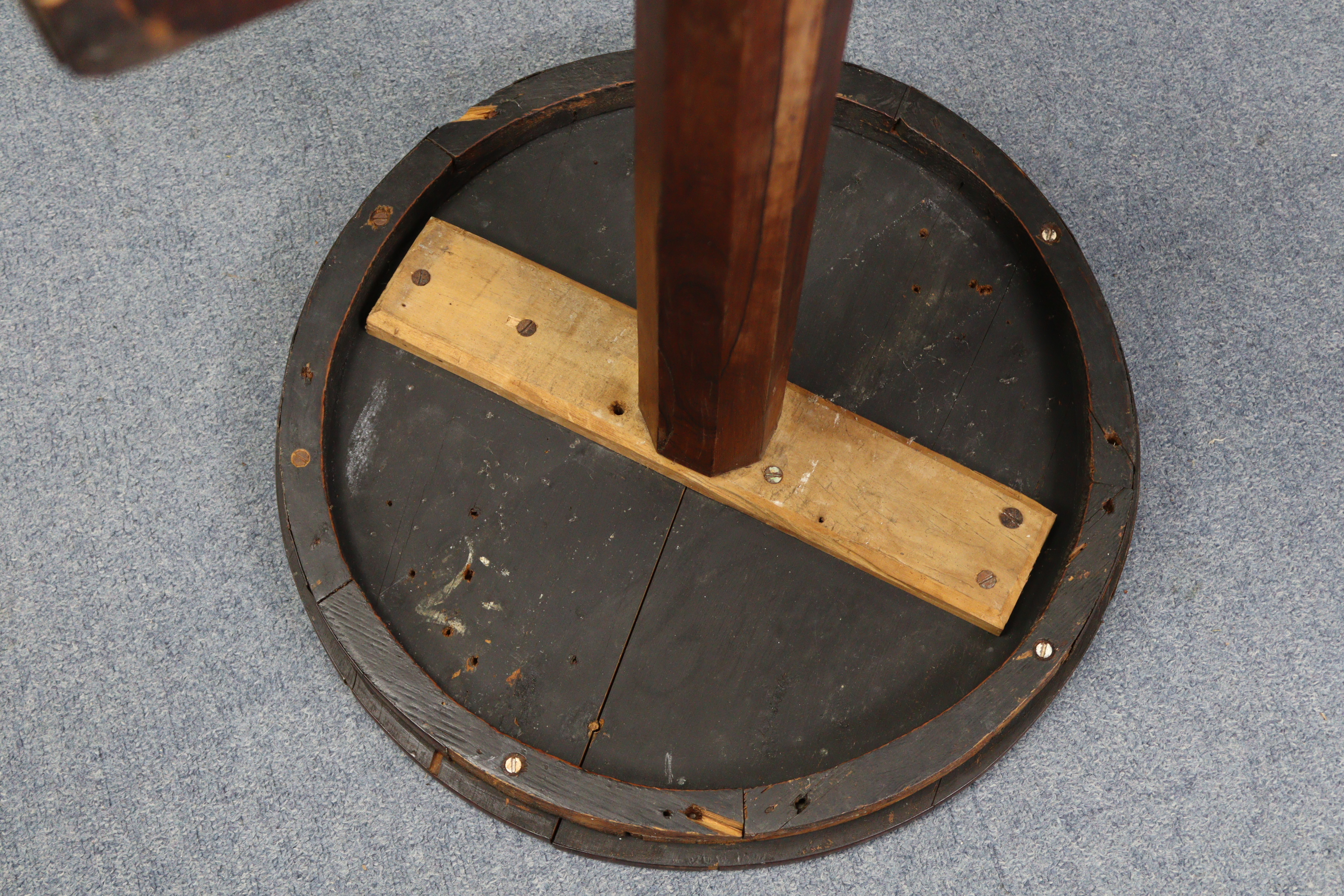 A 19th century rosewood occasional table with circular top & on octagonal centre column & triform - Image 7 of 7