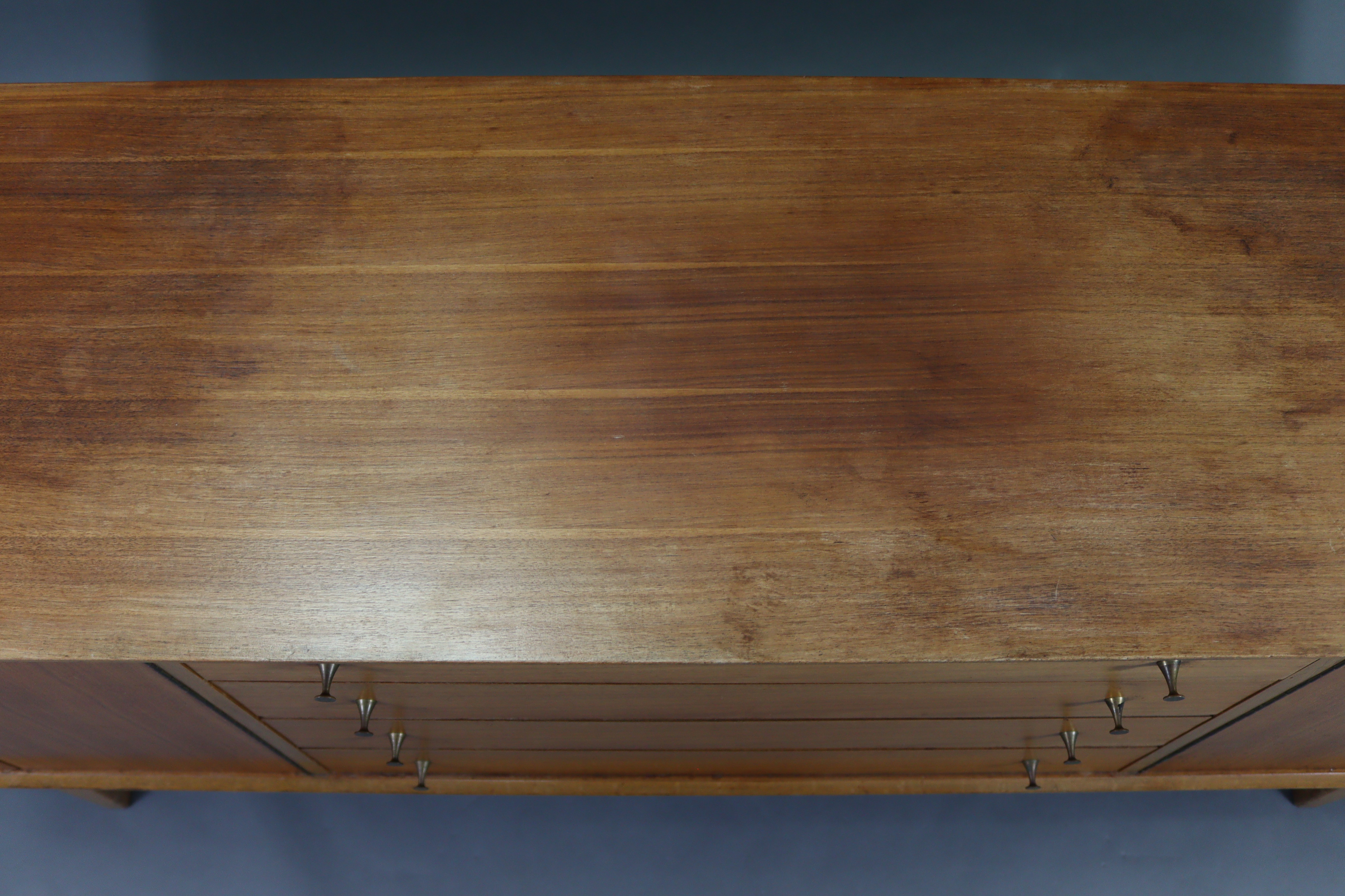 A Younger’s teak sideboard, fitted four long graduated drawers to centre flanked by cupboard to - Image 8 of 9