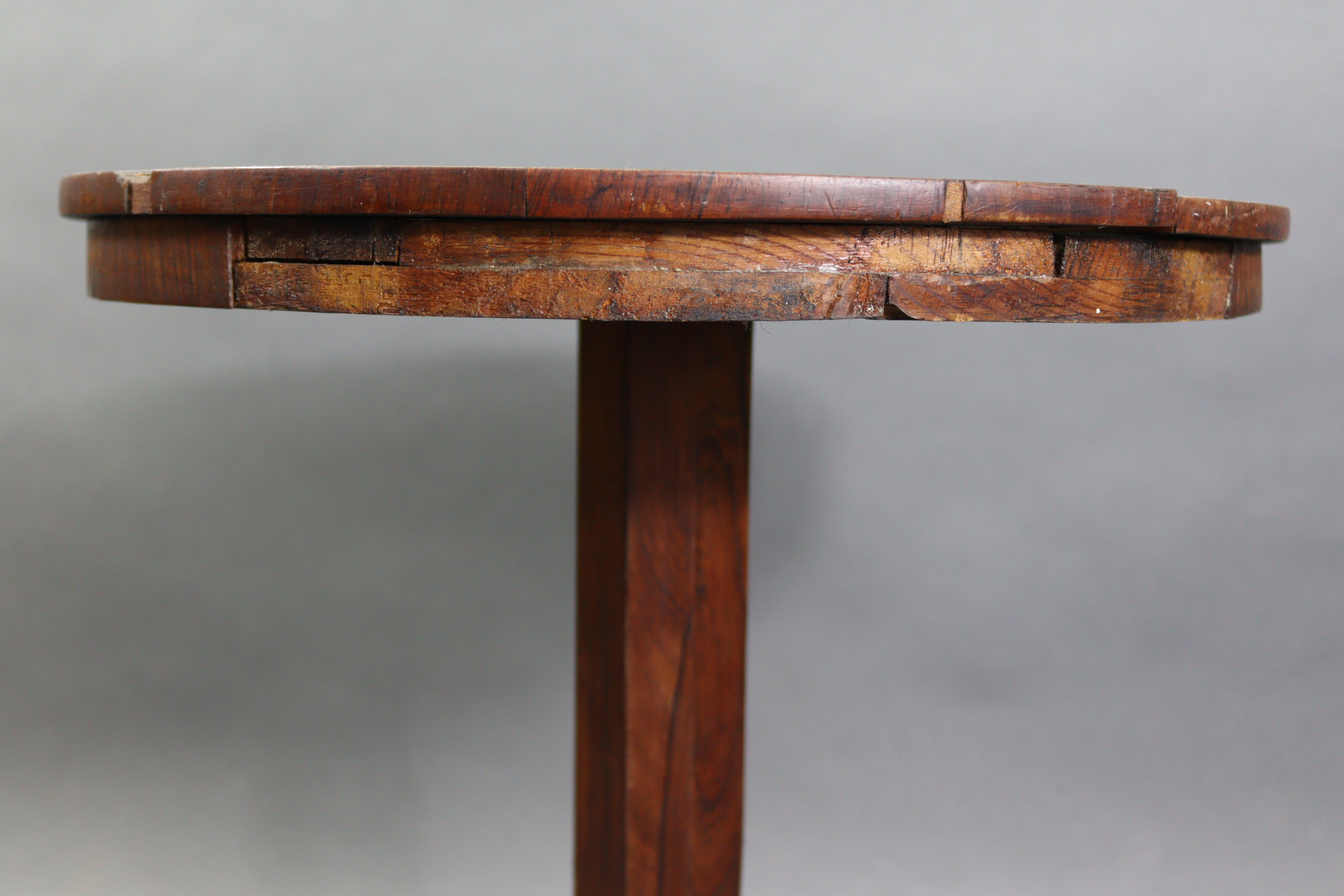 A 19th century rosewood occasional table with circular top & on octagonal centre column & triform - Image 4 of 7