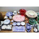 Various items of decorative china, pottery, glassware, etc., part w.a.f.