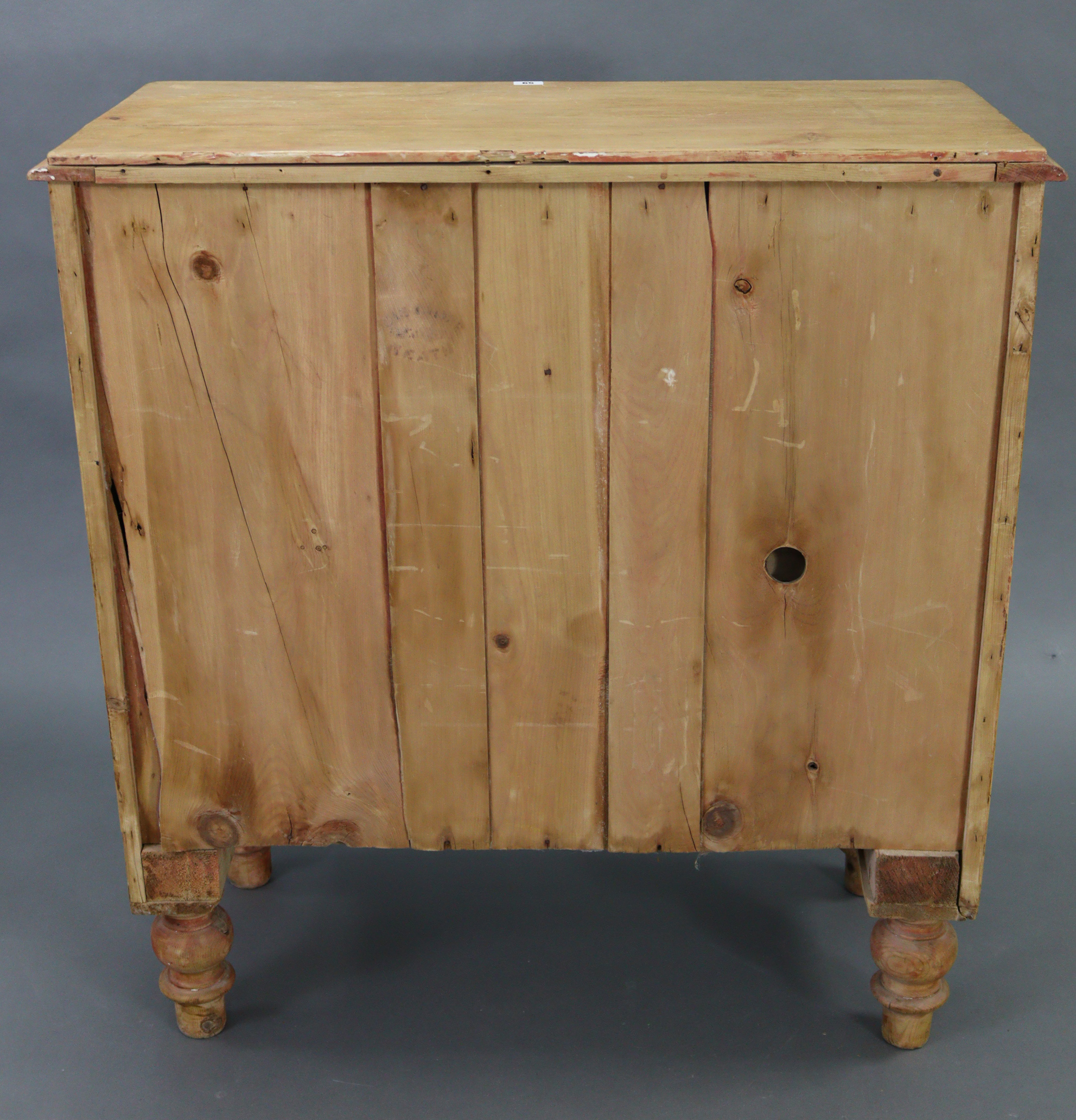 A pine chest fitted two short & two long graduated drawers with turned knob handles, & on short - Image 7 of 10