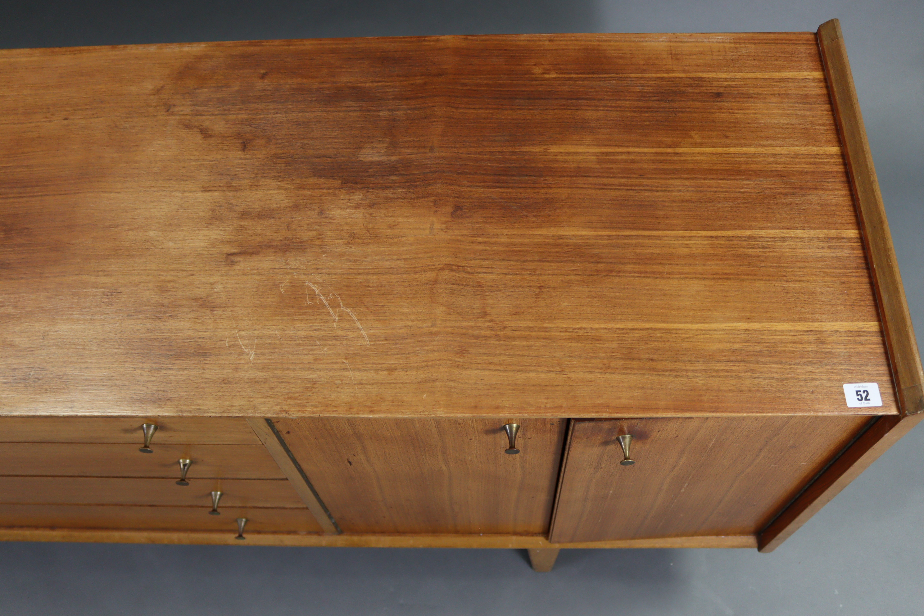 A Younger’s teak sideboard, fitted four long graduated drawers to centre flanked by cupboard to - Image 7 of 9