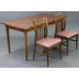 A Younger’s rectangular extending dining table with centre leaf, & on four square tapered legs,