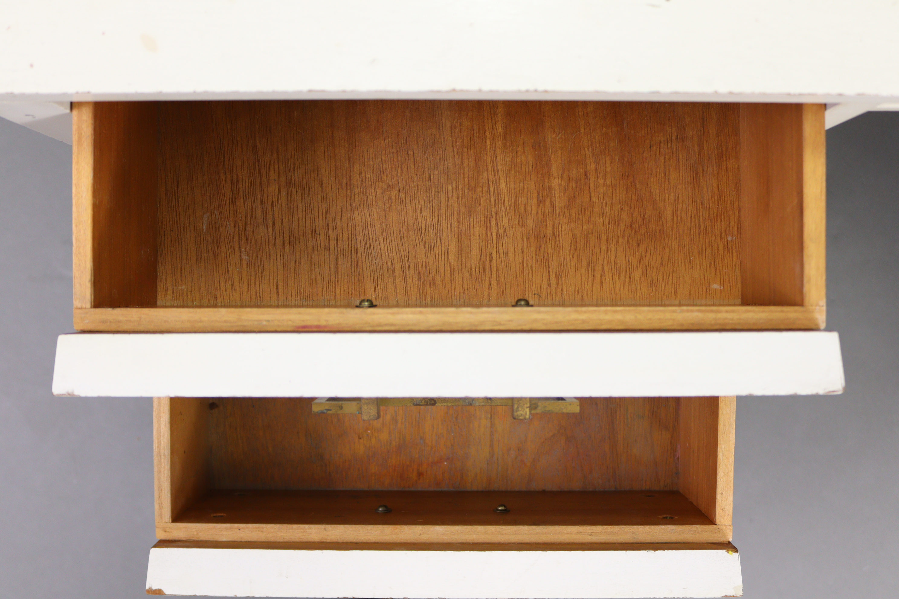 A 1970’s white painted mahogany knee-hole dressing table fitted four drawers, & on square legs, - Image 3 of 3