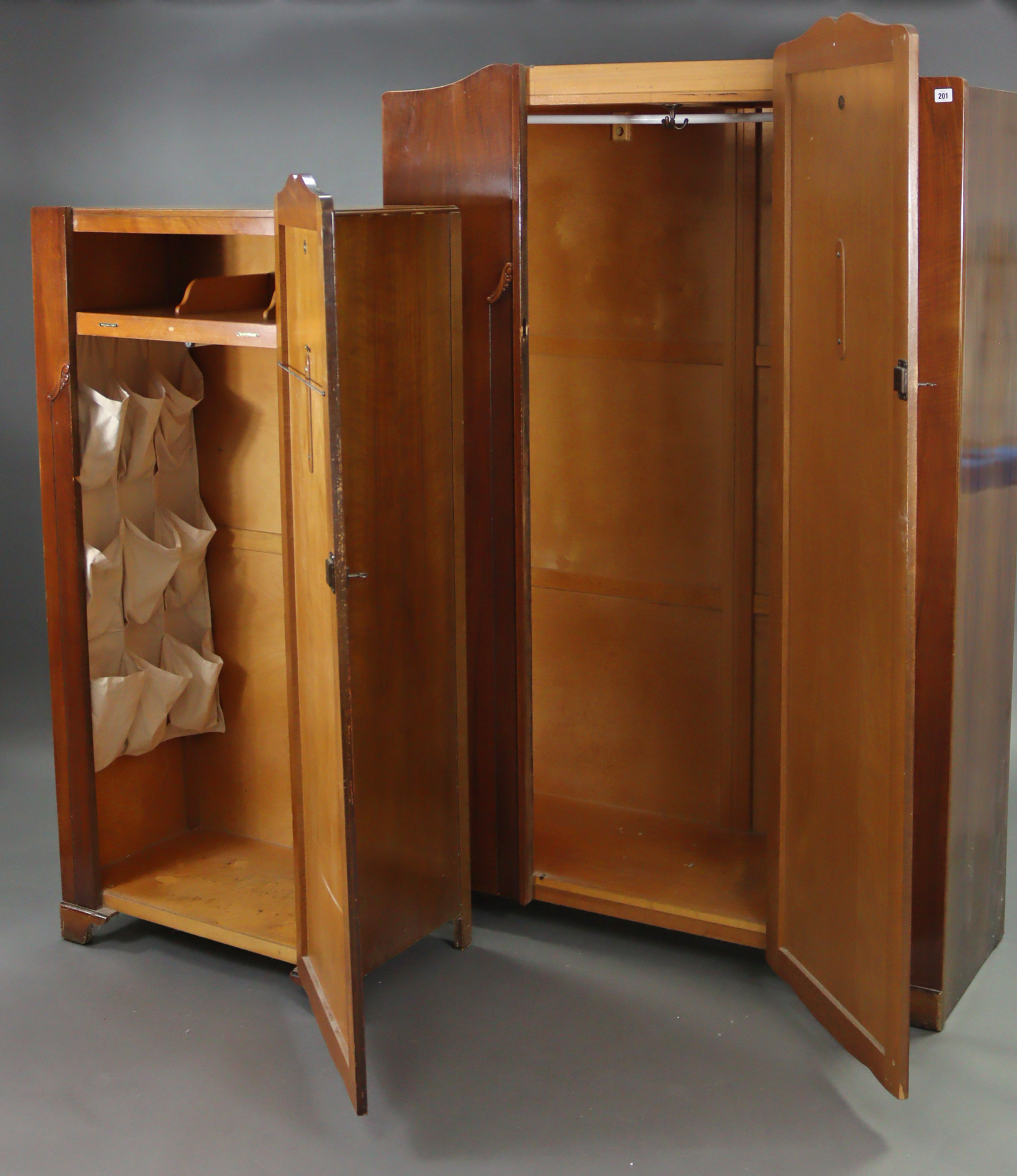 A 1960’s Lebus walnut-finish four-piece bedroom suite comprising a single-door wardrobe, 48” wide - Image 7 of 11
