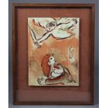 A coloured lithograph after Marc Chagall (The Force of Israel), 14” x 10¼”, in glazed oak frame. (