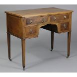 A late Victorian George III style inlaid mahogany & rosewood crossbanded kneehole dressing table,