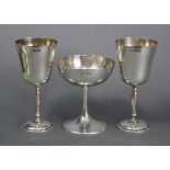 A pair of modern silver goblets with slender ogee bowls, 5½” high, Birmingham 1978, by Charles S.