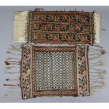 Two Kelim small rugs of cream ground with geometric decoration; 4’4” x 2’4” & 4 x 1’6”.