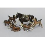 Five Beswick foal models; together with various other animal ornaments.