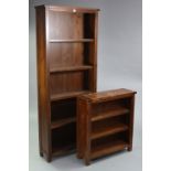 A mahogany-finish tall five-tier standing open bookcase, 29½” wide x 71” high x 9¼” deep; & a
