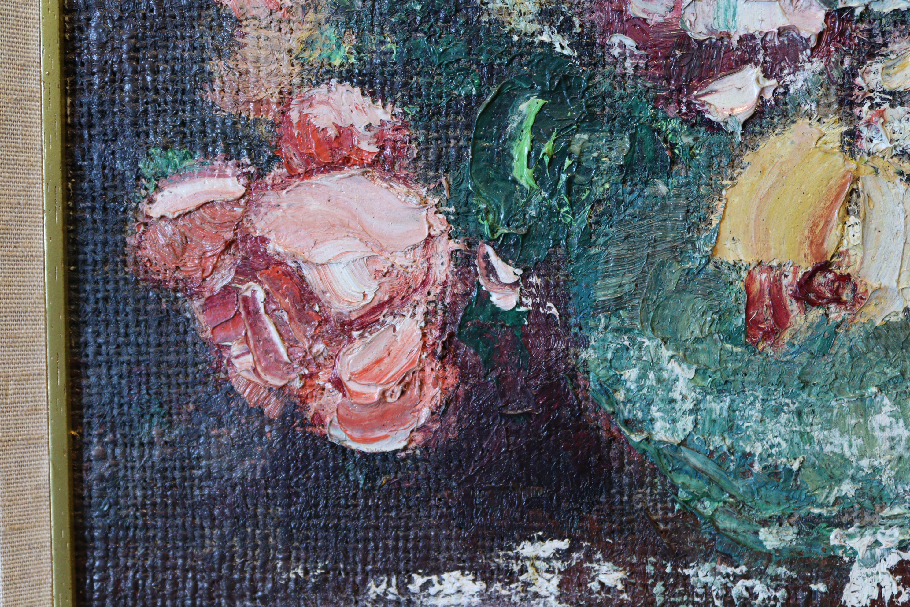 A still-life study by George Enslin depicting a vase of flowers, (oil on canvas), signed, 11½” x - Image 6 of 9