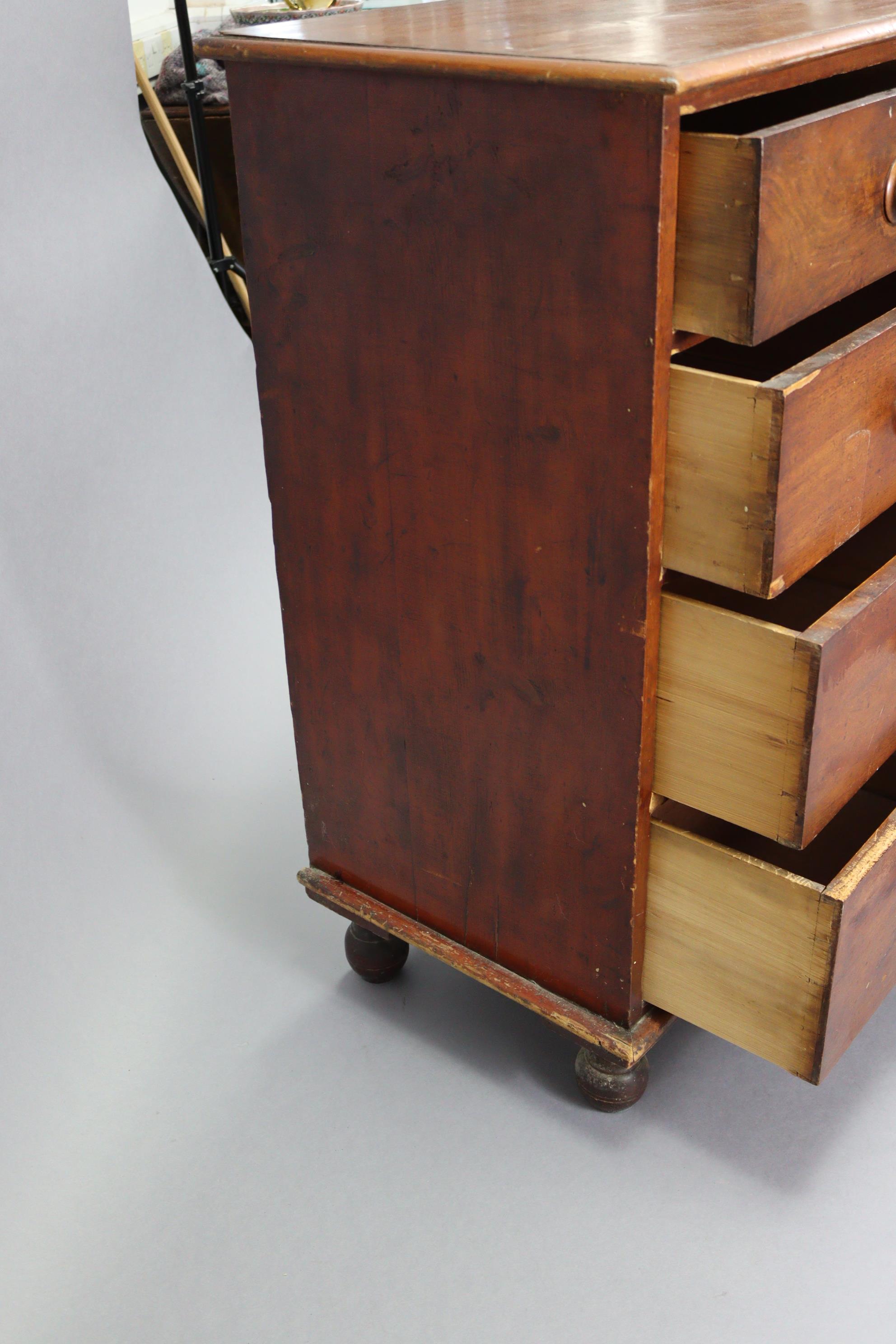 A Victorian mahogany chest fitted two short & three long graduated drawers with turned knob handles, - Image 3 of 4