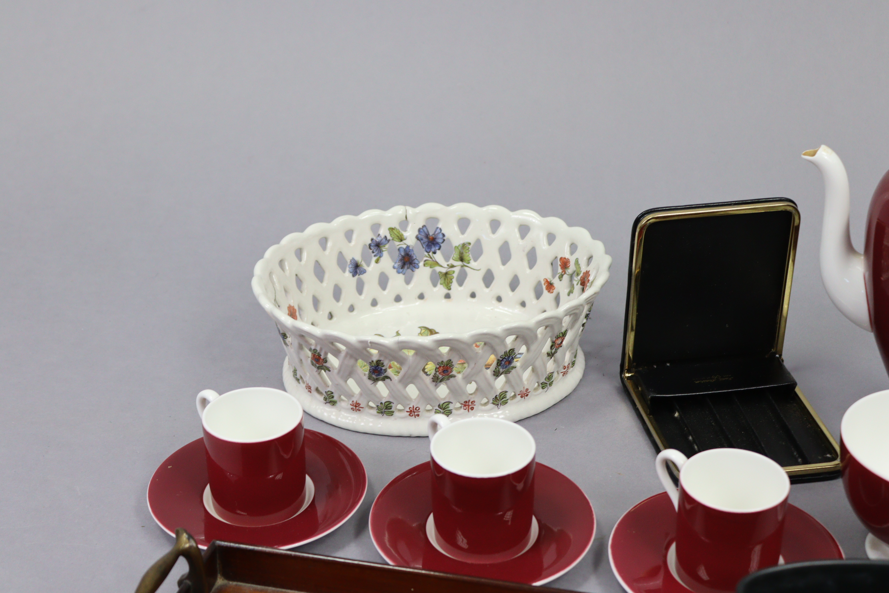 A mahogany rectangular two-handled tea tray of narrow proportions, 30” x 6”; together with two cigar - Image 4 of 5