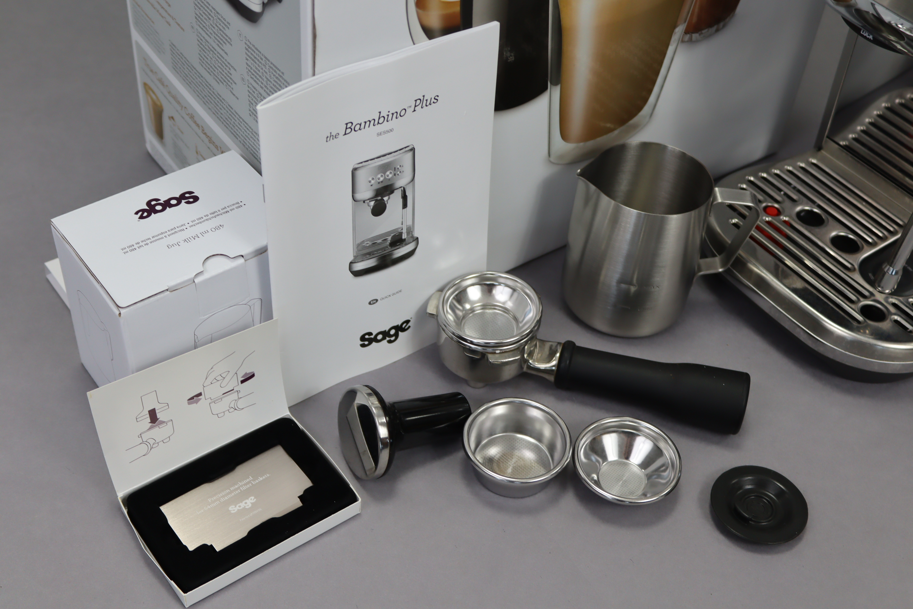 A Sage “Bambino Plus” coffee machine; & a box of twenty Nespresso coffee refills. - Image 4 of 10