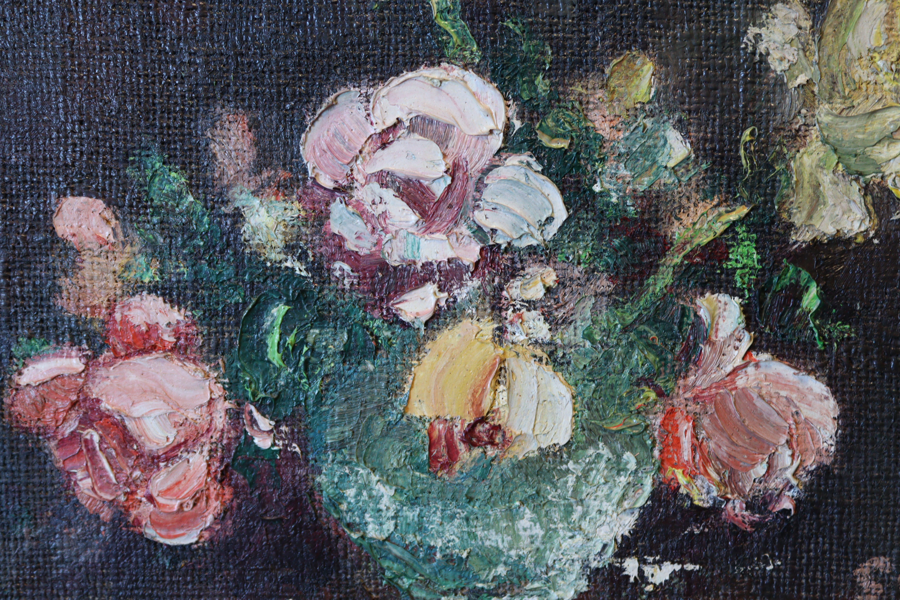 A still-life study by George Enslin depicting a vase of flowers, (oil on canvas), signed, 11½” x - Image 5 of 9