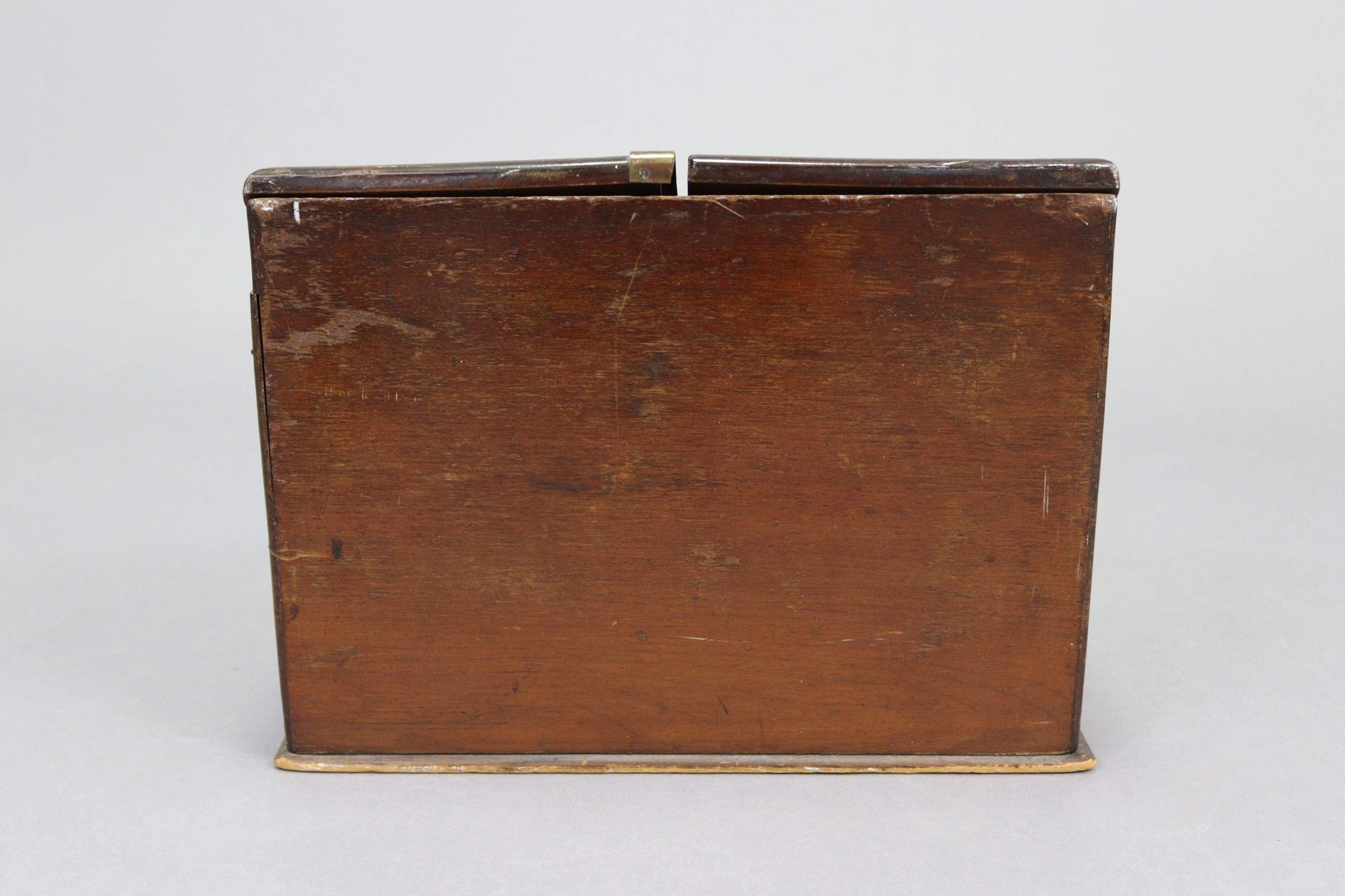 A late 19th century walnut sloping-front stationery cabinet, with fitted interior enclosed by pair - Image 4 of 4