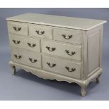 A 19th century continental-style cream printed wooden chest fitted with an arrangement of three