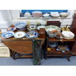 Various items of decorative china, pottery, metalware, etc, part w.a.f.