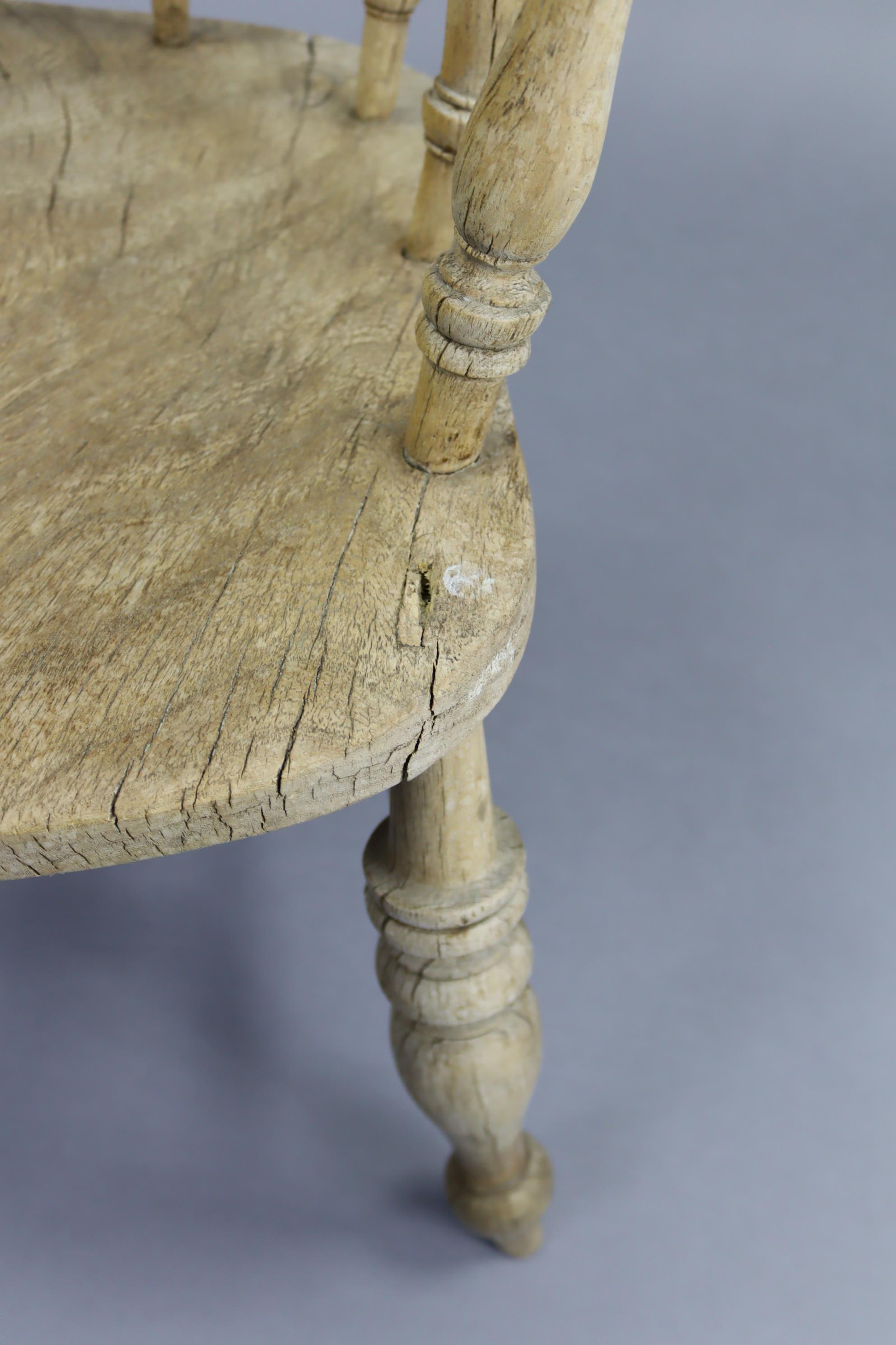 A spindle-back captain’s chair with hard seat, & on turned legs with spindle stretchers. - Image 4 of 6