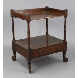 An inlaid-mahogany rectangular two-tier whatnot (reduced in height), fitted with a long drawer to
