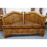 A continental-style hardwood sleigh bed with panelled head & footboard, 41½” wide, complete with