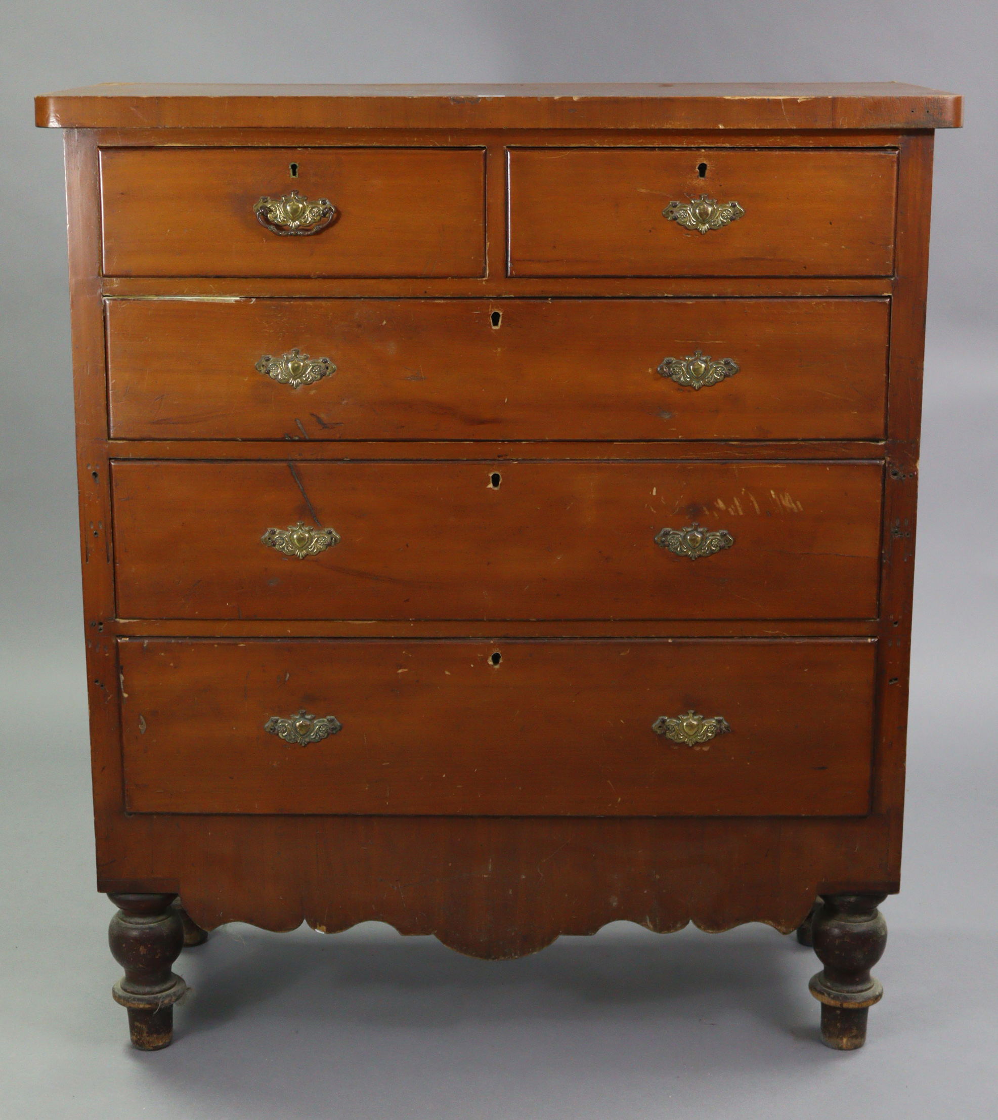 A late Victorian walnut chest fitted two short & three long graduated drawers, with shaped - Image 8 of 10