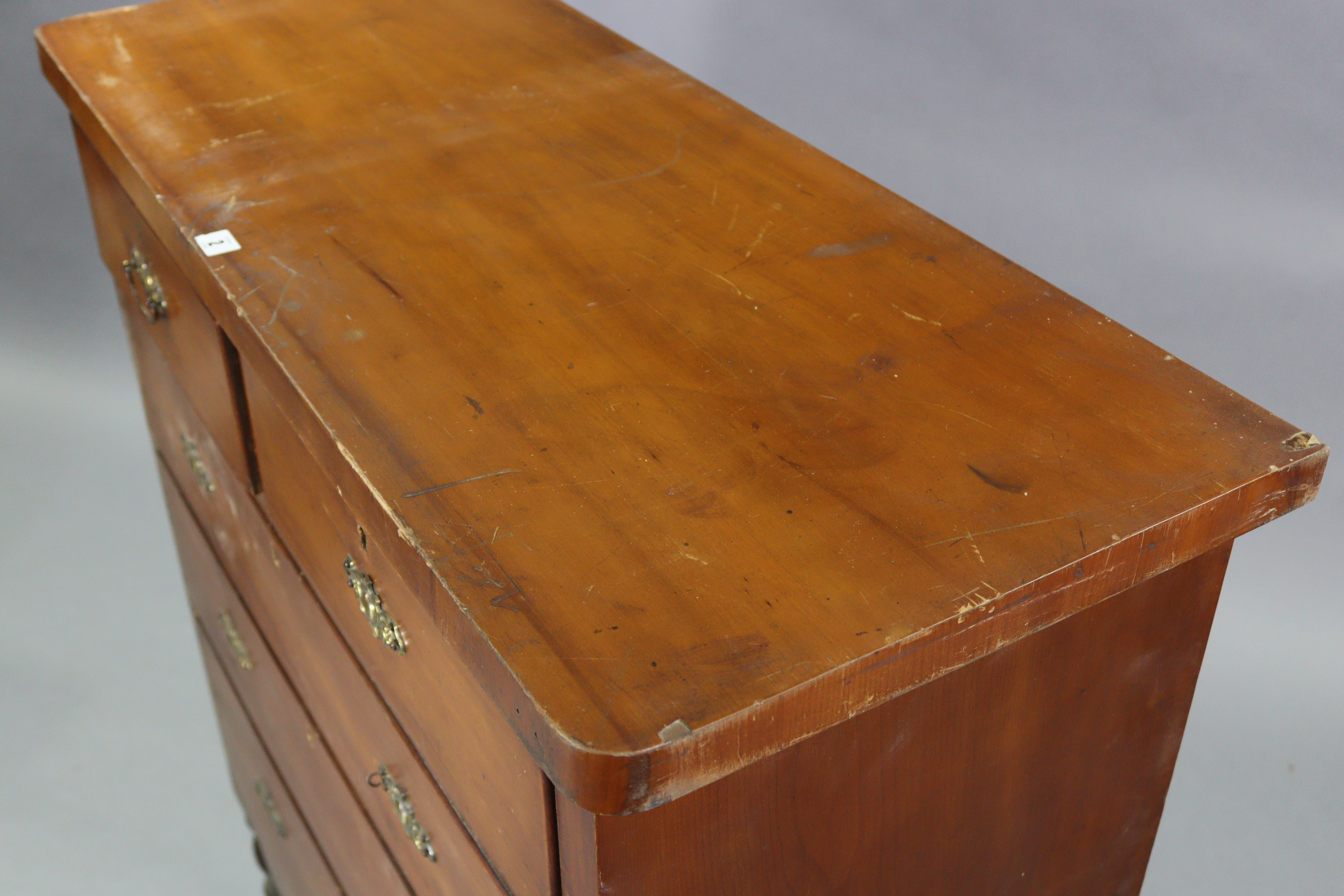 A late Victorian walnut chest fitted two short & three long graduated drawers, with shaped - Image 6 of 10