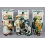 Five Cathedral “Village Friends” animal character figures (four boxed); a white enamelled three-