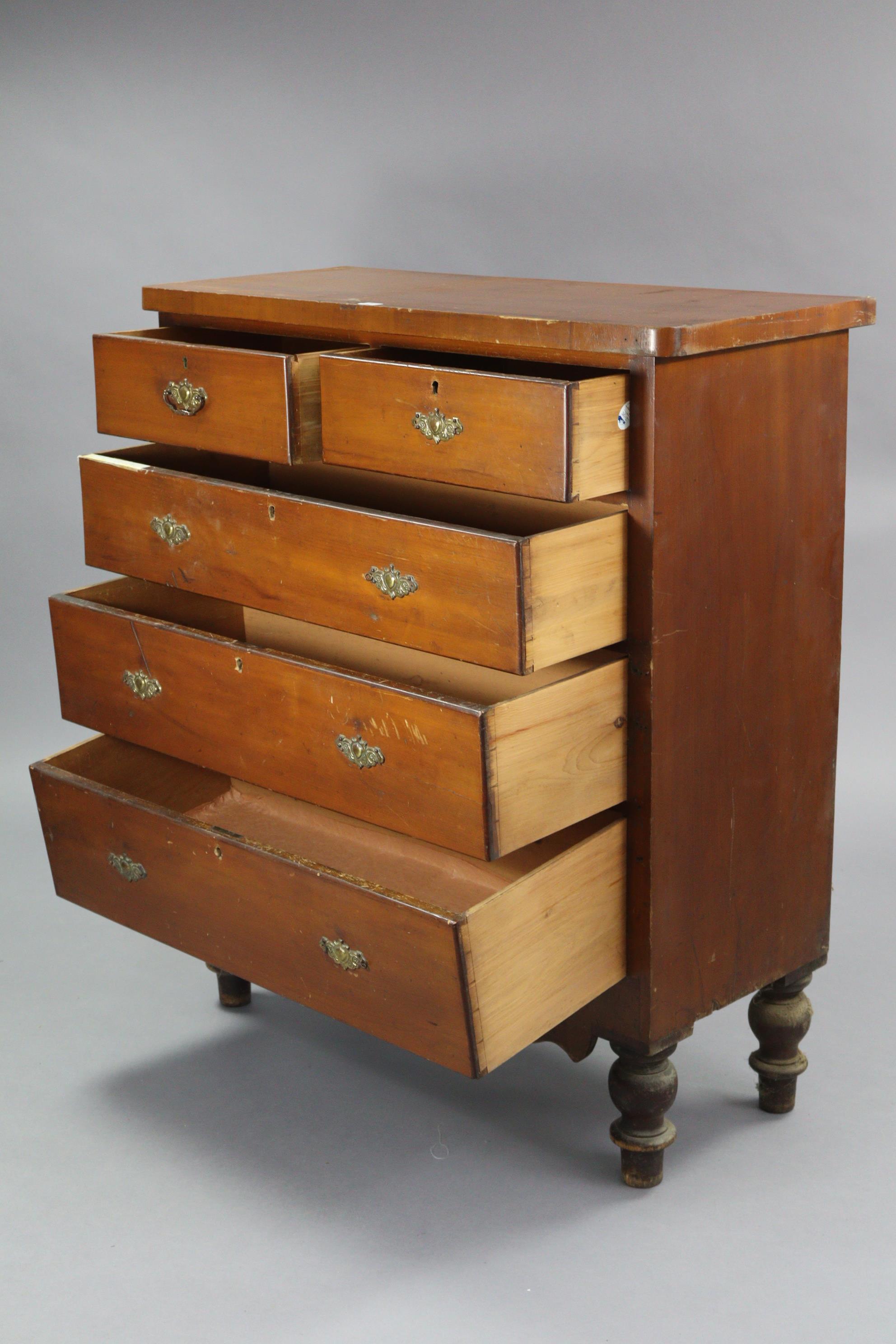 A late Victorian walnut chest fitted two short & three long graduated drawers, with shaped - Image 2 of 10