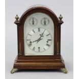 A 1930’s bracket clock with silvered-metal dial, chiming movement, & in oak domed-top case, 14¼”