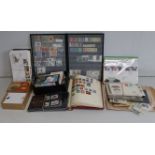 A stock-book & contents of G B commemorative & definitives, mint & used; various packs of G B mint