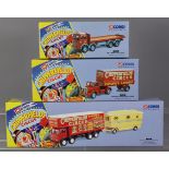 Three corgi Classics Chipperfield Circus scale models “Bedford O Articulated Truck” (No. 97303), “