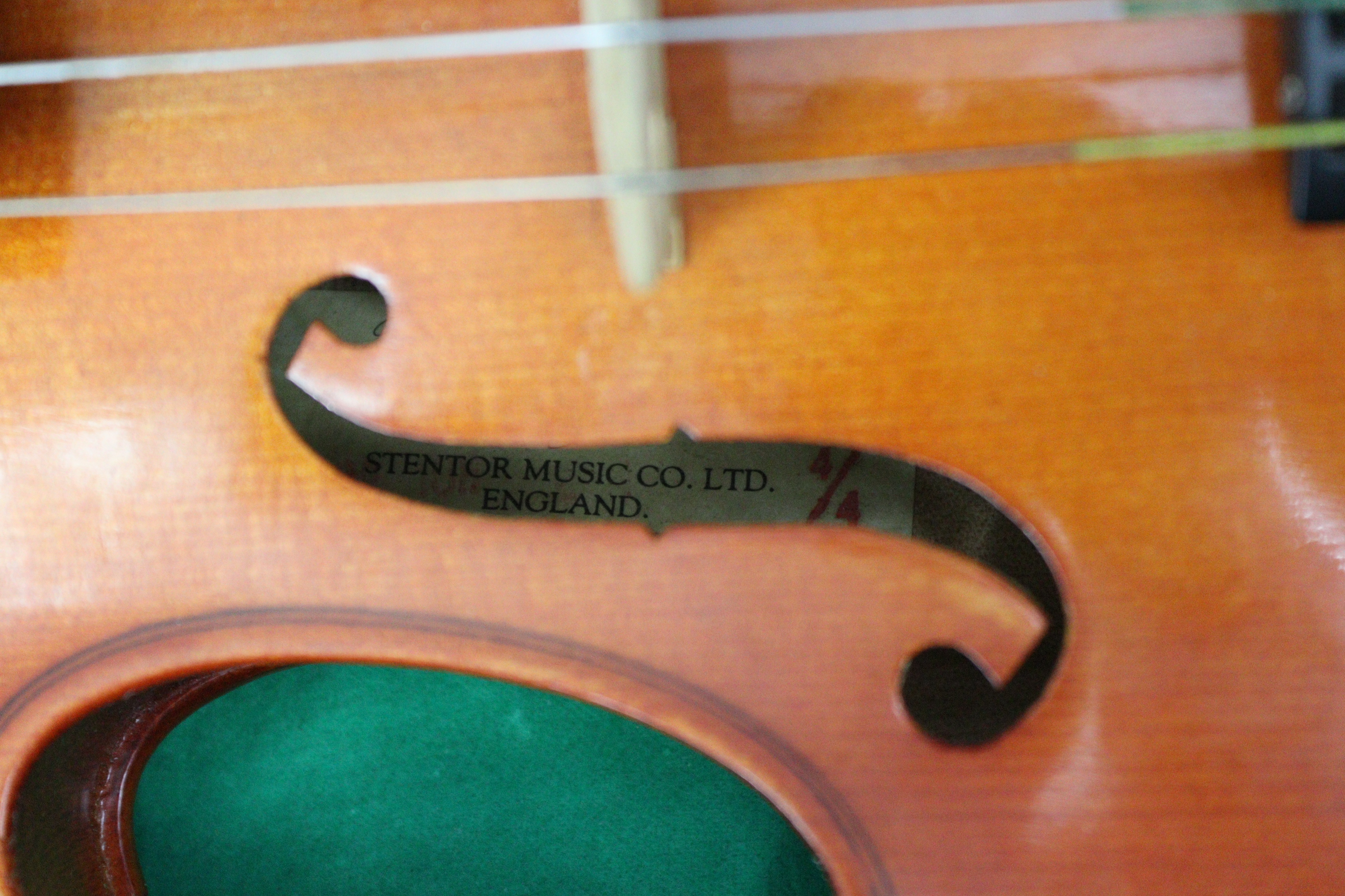 A “Stentor Student” violin & bow by Stentor Music of England, 24” long, with case. - Image 3 of 8