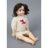 A Schoenau & Hoffmeister bisque-head girl doll (SH PB 1909 2½ Germany), with brown sleeping eyes, op