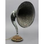 An early/mid-20th century Claritone “ABC” japanned-metal gramophone horn, 14” diameter x 23¼” high.