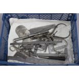 A collection of engineer’s tools including callipers, spanners, rulers, etc., contained in 4 boxes