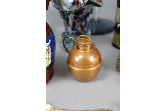 A Doulton Burslem blue & white “Willow” pattern jug, 5½” high; two late 19th century copper - Image 8 of 9