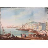 A gouache painting depicting a late 19th/early 20th century Italian coastal landscape with