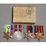 A Second World War group of four: 1939-45 Star, Atlantic Star, Burma Star; & War Medal (with oak