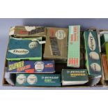 Thirty-three various vintage advertising boxes for tennis balls, fishing lines, cartridges, etc.