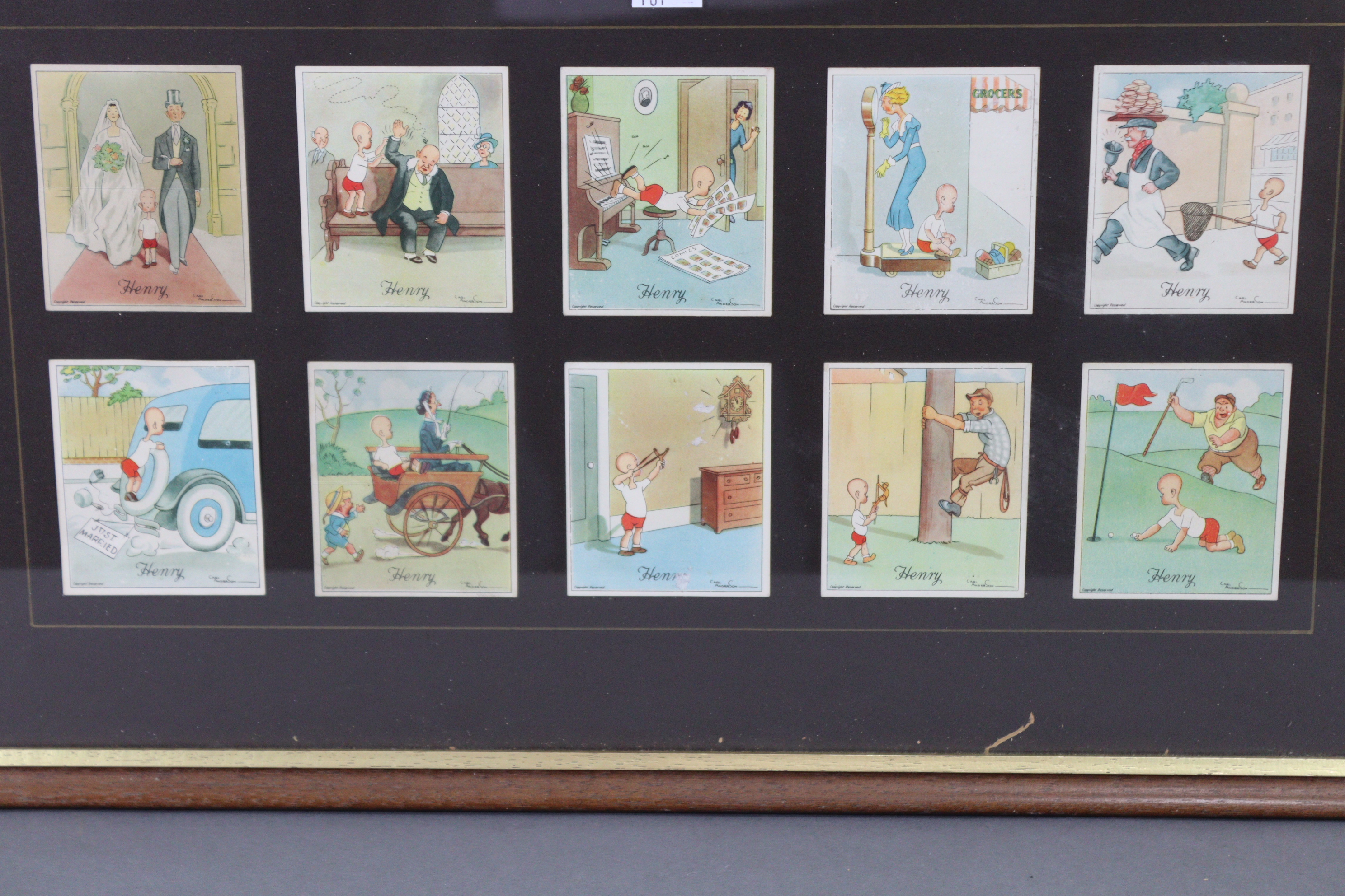 A part display of Kensitas “Henry” cigarette cards (20 of 50), displayed in a pair of glazed - Image 3 of 3